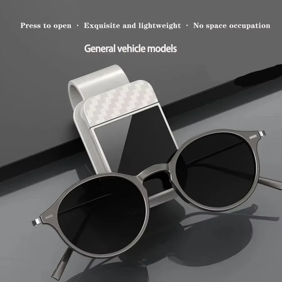 Sun Visor Sunglasses Clip Holder Eyeglasses Hanger Car Organizer close-up view