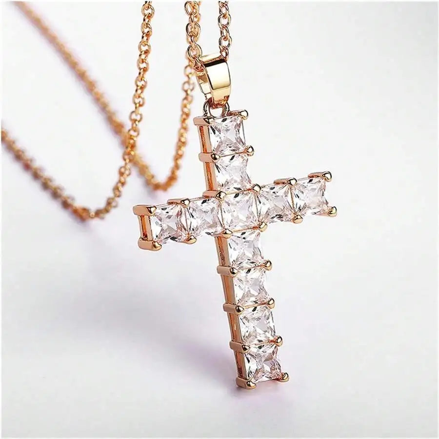New Fashion Necklaces Female Pendants Gold Multi Color Crystal Jesus Cross Pendant Fo alternate view