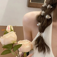 Cute Mini Flower Hair Clips, Transparent Crystal Hair Claw for Bangs & Side Hair detail view