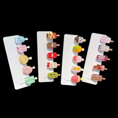 ✰✪10Pcs Hair Accessory Cute Mini Ice Cream Transparent Funny Hair Clip For Women Bangs And Hair Tidying Duckbill Clip
