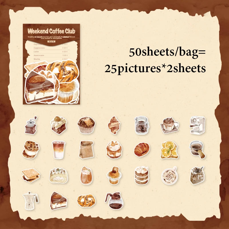 Mr.Paper Sweet Collection Washi Stickers | 50 Watercolor Food & Coffee Stickers for J lifestyle view
