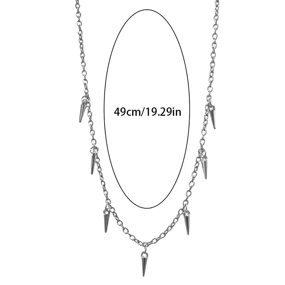 Men Punk Style Rivet Tassel Necklace Hip Hop Women Fashion Geometric Titanium Steel additional angle