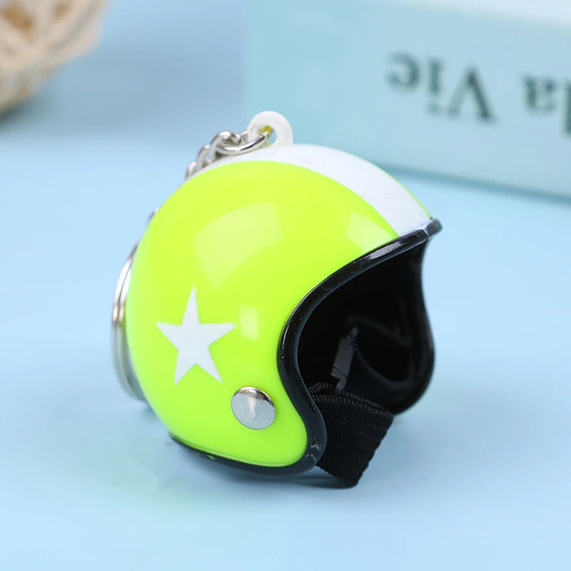 Mini Motorcycle Helmet Keychain | Cute Metal Key Ring for Women and Men detail view