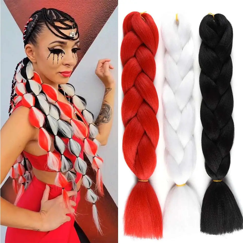 Lihui Pre Stretched Jumbo Braid Hair Extensions 24 inch | Kanekalon Synthetic Hair for African Braid