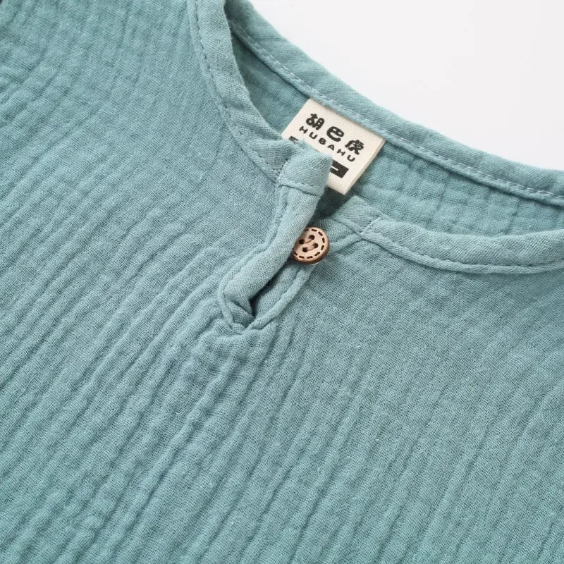 Kids Cotton Linen Long Sleeve T-Shirt | Soft Casual Top for Babies and Toddlers additional angle