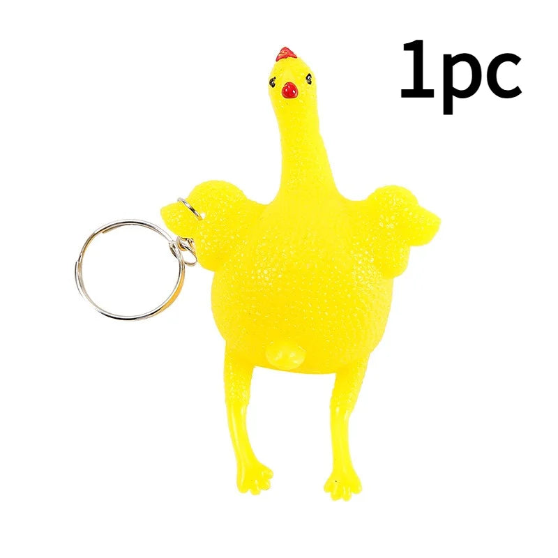 1/2pcs Funny Mini Chicken Keychain, Squeezable TPU Egg-Laying Duck Toy, Creative Novelty detail view