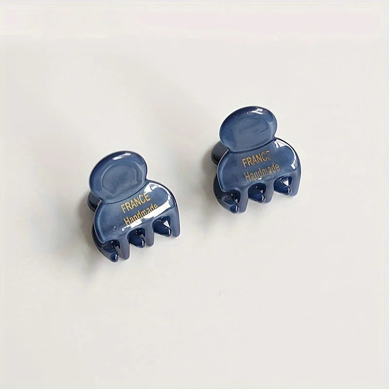2pcs/set Mini Acetate Hair Claw Side Pins Small Size Shark Clip Sweet Cute Elegant Ha alternate view