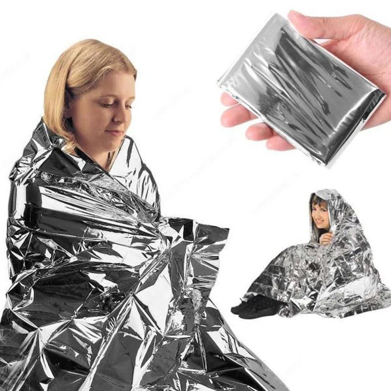 Emergency Thermal Survival Blanket | Windproof and Waterproof Foil Blanket for Outdoo lifestyle view
