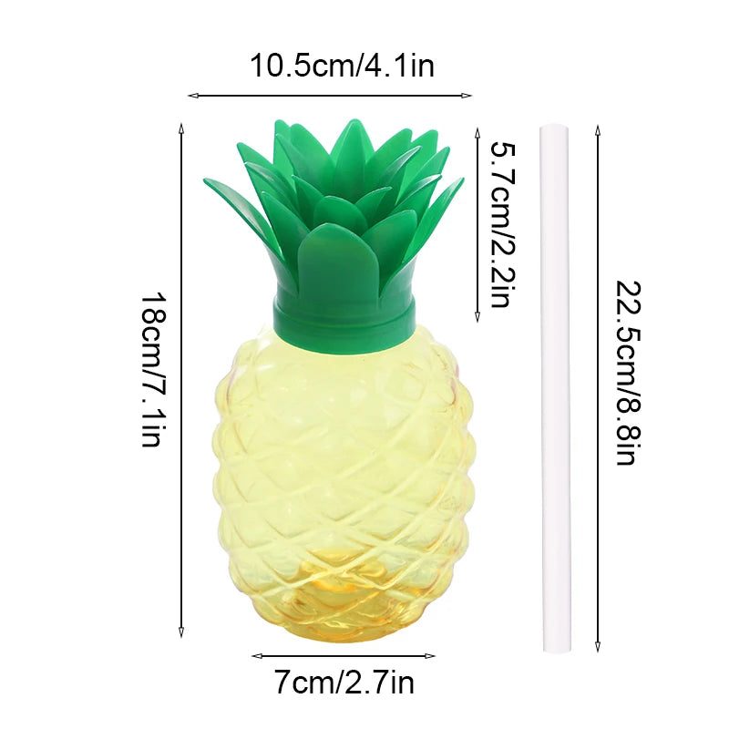 Strawberries, Pineapple Shaped Straw Beverage Plastic Transparent Juice Cups,photography detail view
