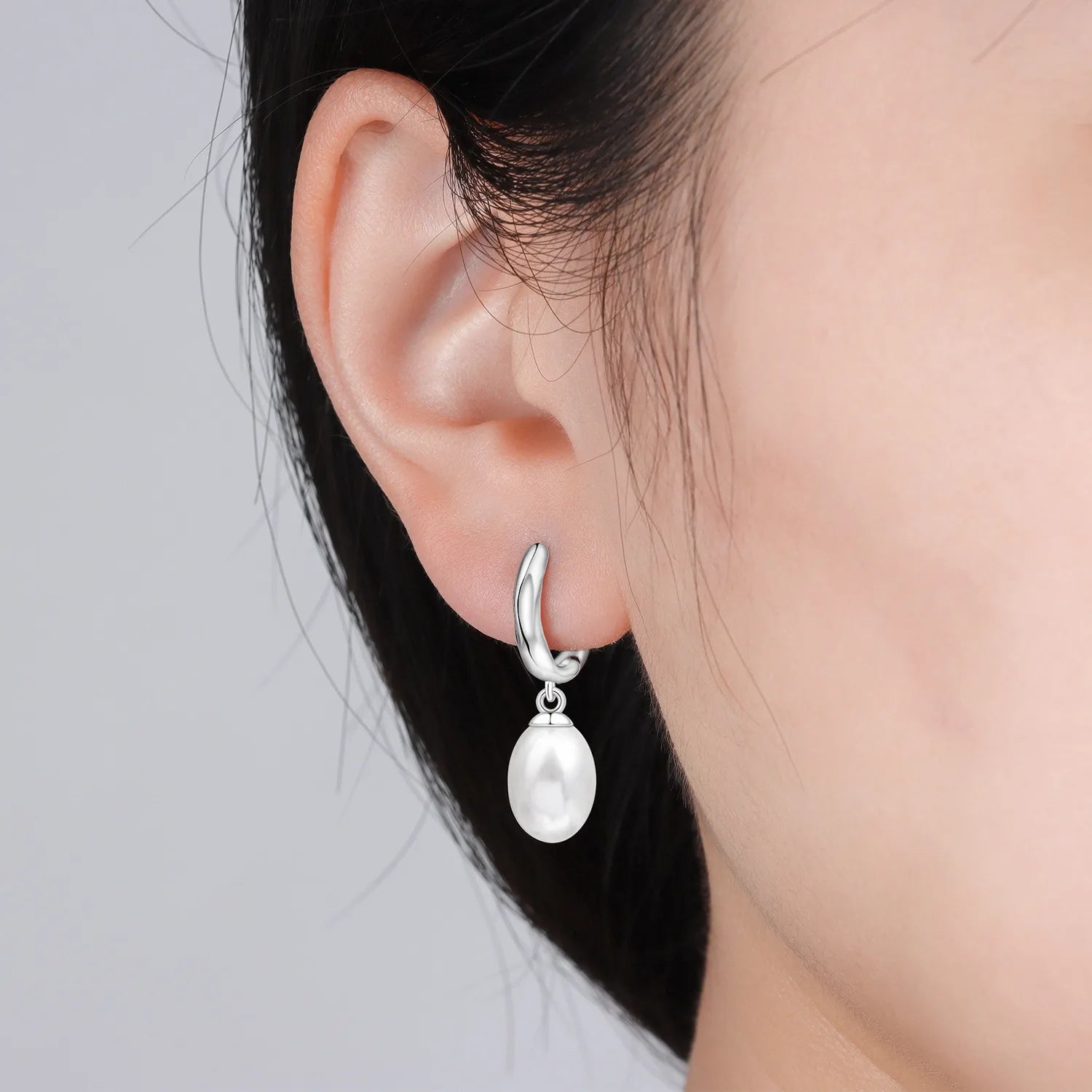 925 Sterling Silver Simple Pearl Earrings Jewelry Hoop Earrings Zircon Stud Earrings For detail view