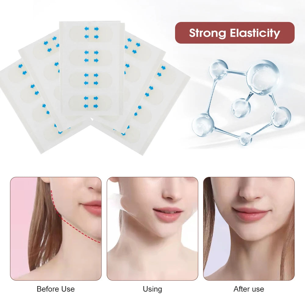 80-Piece Invisible Face Lifting Tapes | Instant V-Shape Facial Slimming Stickers close-up view