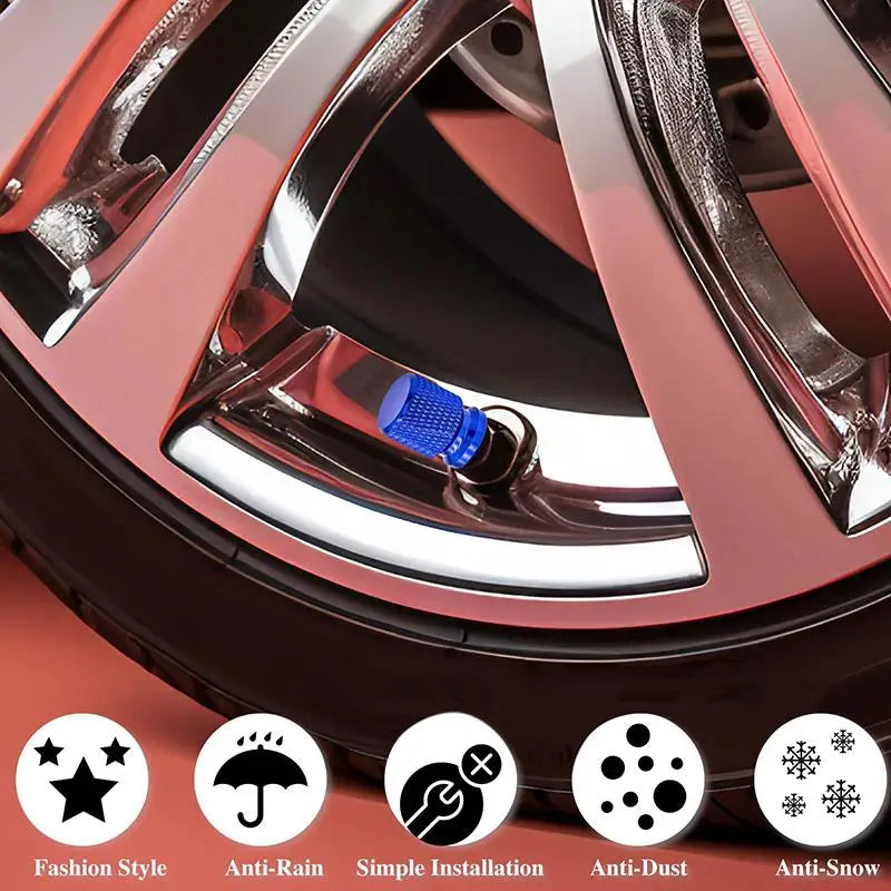 Tire Valve Stem Caps, Anodized Aluminum Wheel Valve Covers Accessories, Universal For alternate view