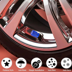 Tire Valve Stem Caps, Anodized Aluminum Wheel Valve Covers Accessories, Universal For alternate view