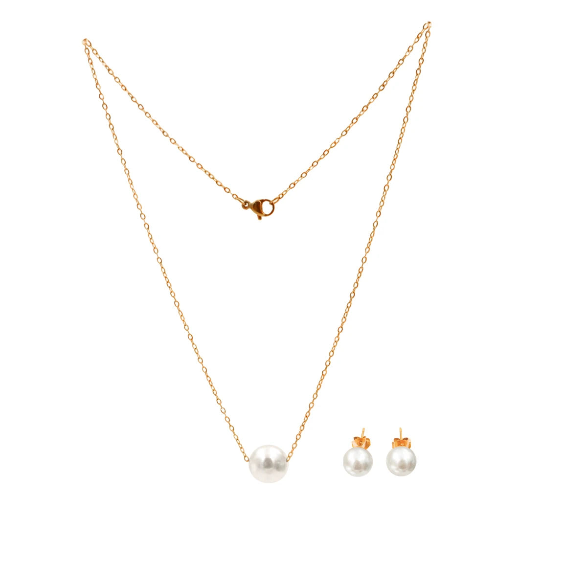 316L Stainless Steel FashionElegant One Pearl Necklace Charms Chain Choker Necklace additional angle
