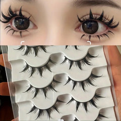 Anime-Inspired False Eyelashes 5 Pairs | Comic Eye Cos Faux Lashes Demon Style alternate view
