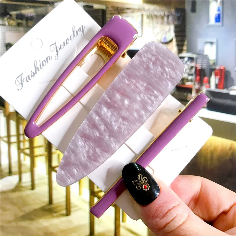 Korean Trendy Colorful Acetate 3pcs/Set Hair Clip Set Hairpin for Women Girls Barre additional angle
