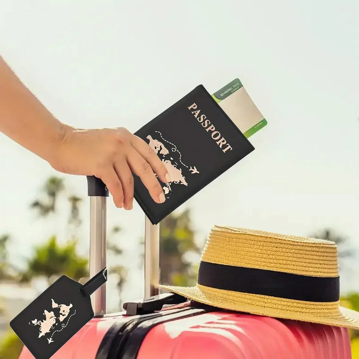 Fashion Passport Protective Cover World Pattern Travel Passport Holder Wallet Gift PU lifestyle view