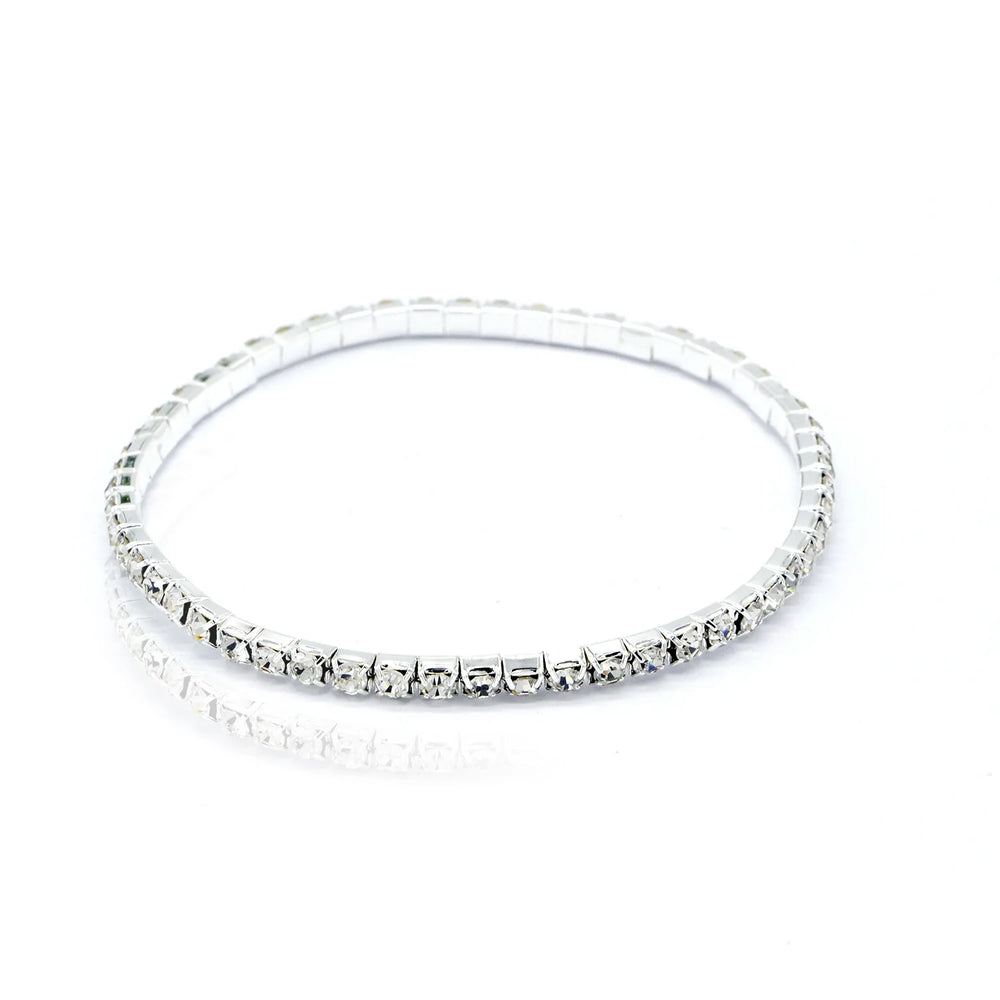 Fashion Rhinestone Tennis Anklet For Women Multi-layer Crystal Elastic Chain On Leg Fema detail view