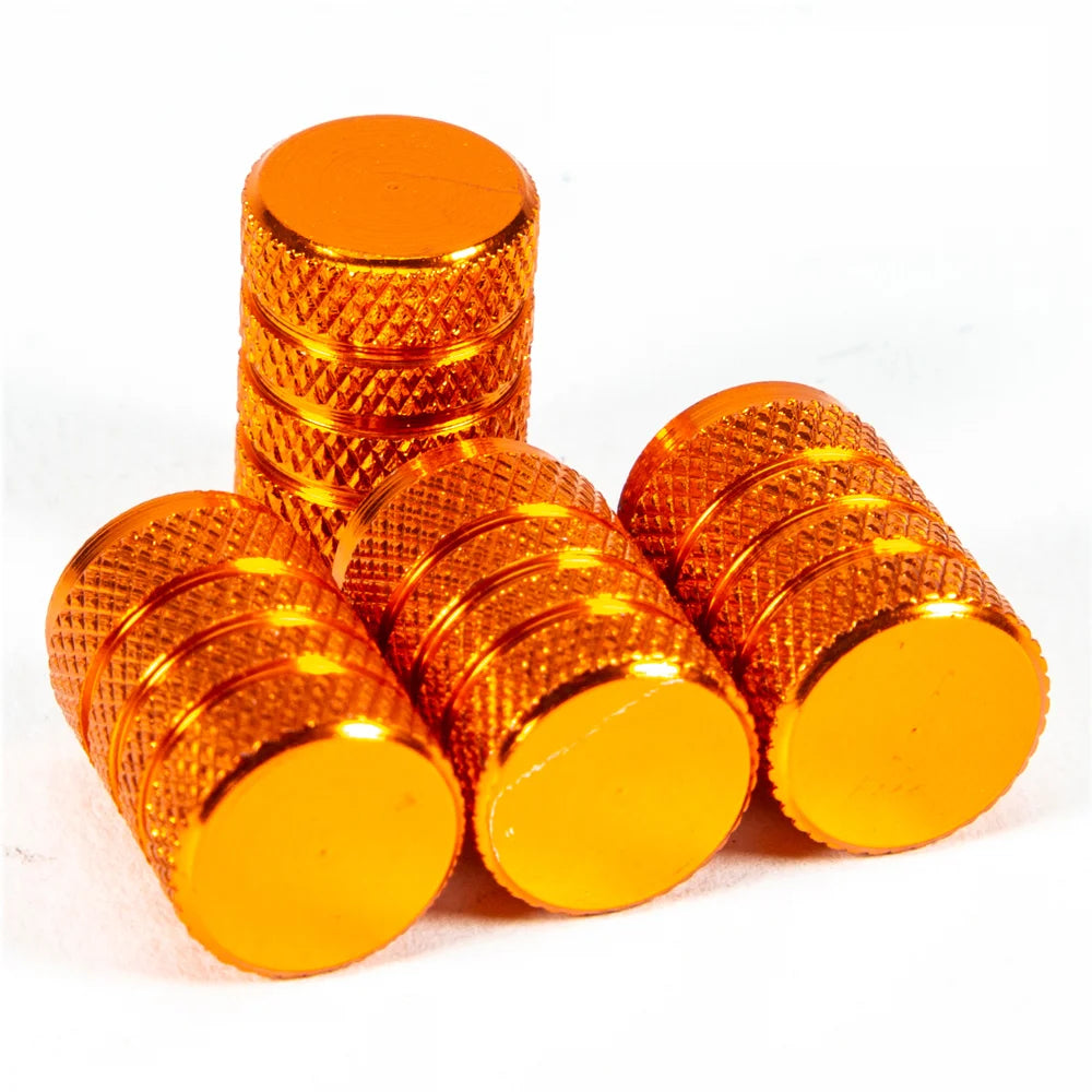 DSYCAR 4Pcs Silver Car Tire Valve Stems Cap Knurling Style Tire Valve Cap Aluminum Tire detail view