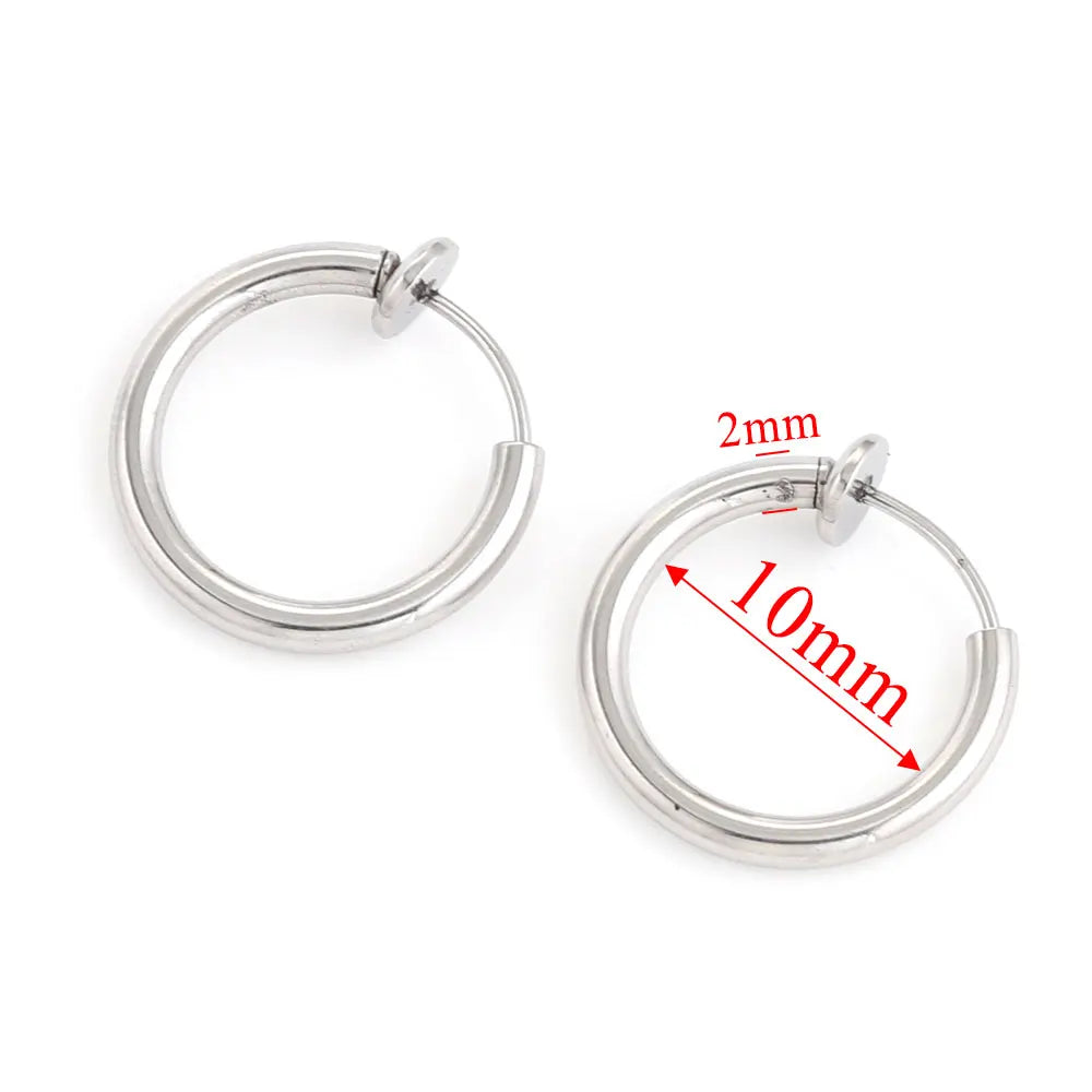 6pcs Stainless Steel Hoop Earrings Set | Hypoallergenic Korean Style Earrings for Wome close-up view