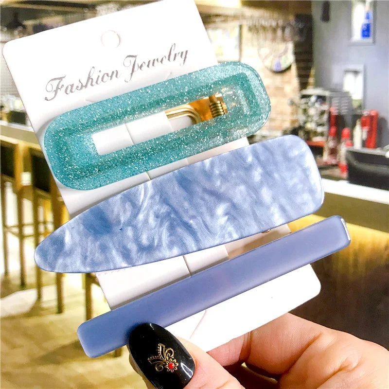 Korean Trendy Colorful Acetate 3pcs/Set Hair Clip Set Hairpin for Women Girls Barrettes detail view