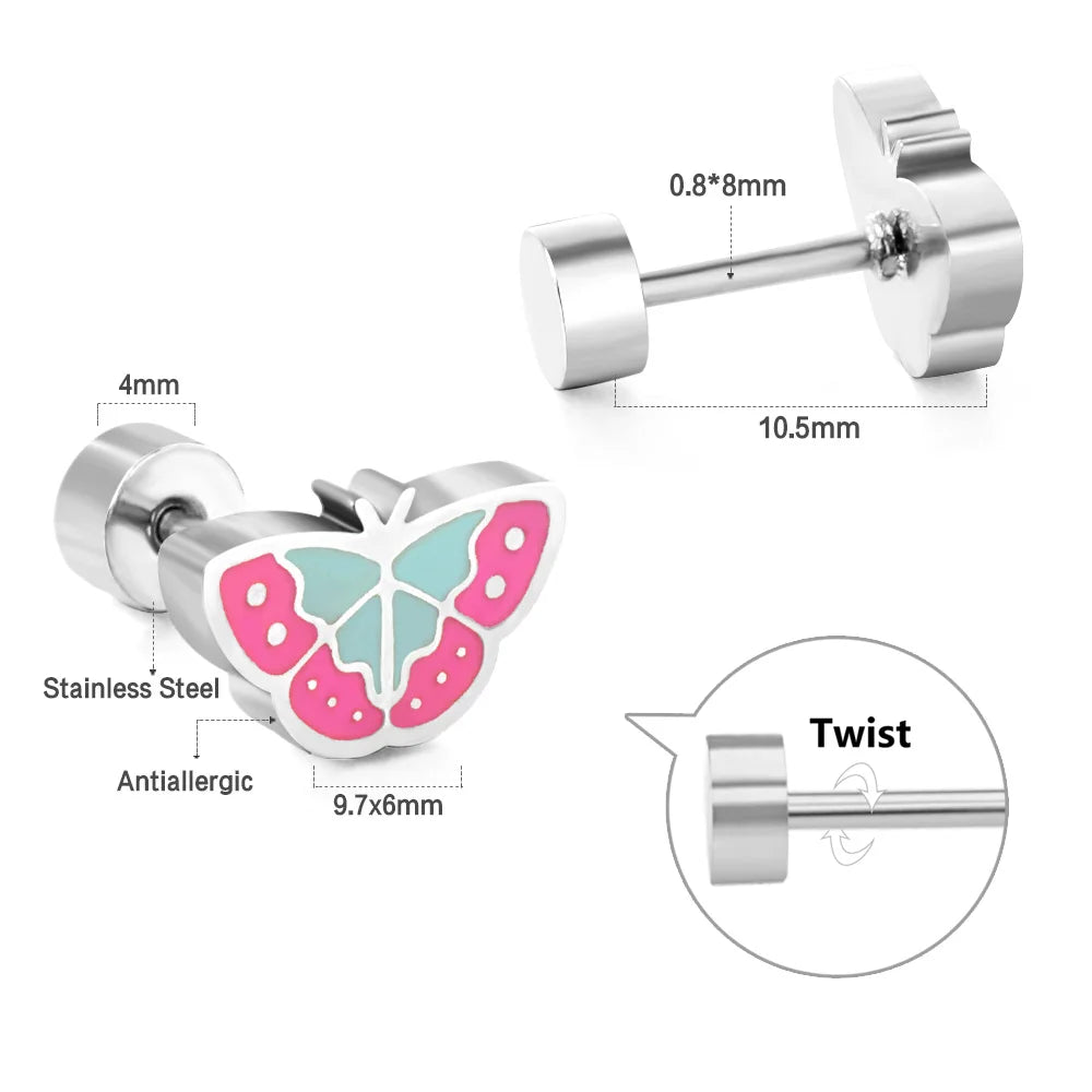 Cute Acrylic Animal Stud Earrings | Surgical Steel Hypoallergenic Earrings for Women and detail view