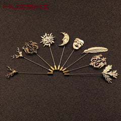 HUISHI Vintage Brooch Men Women Jewelry Accessories Gold Slivery Vintage Shape Suit Brooch Pin For Wedding Fashion Jewelry Retro