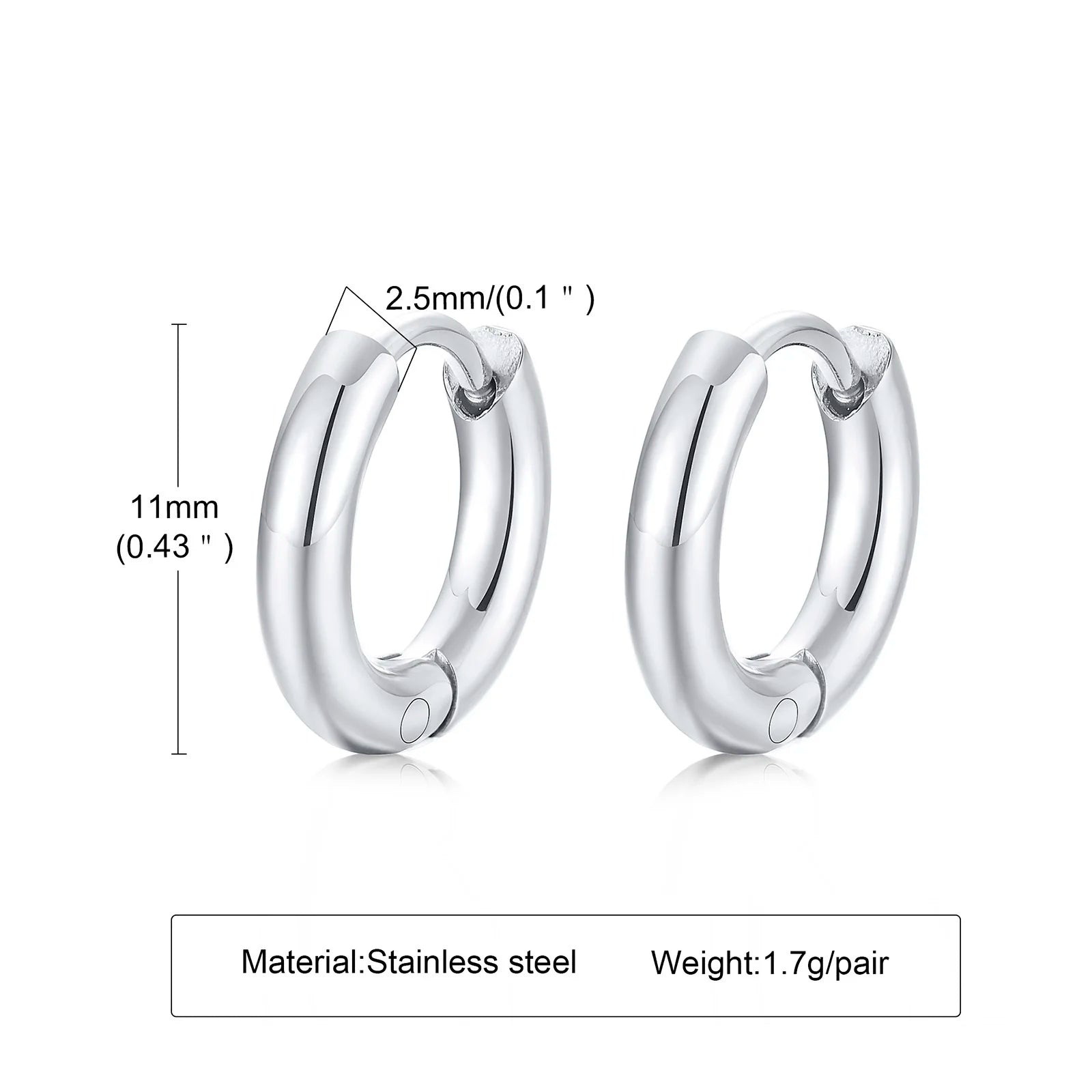 Classic Stainless Steel Hoop Earring for Men Boys | Anti Allergy Metal Huggies Earring detail view