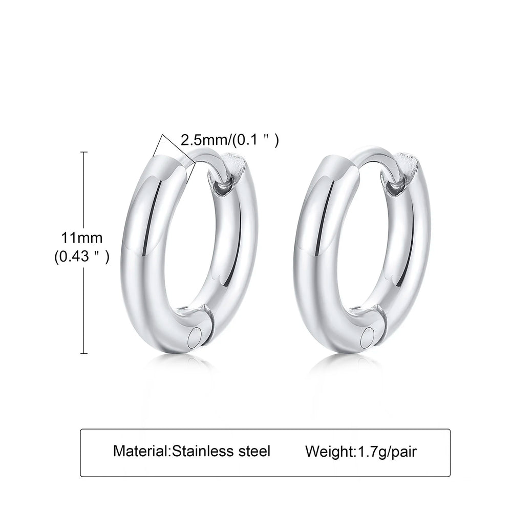Classic Stainless Steel Hoop Earring for Men Boys | Anti Allergy Metal Huggies Earring detail view