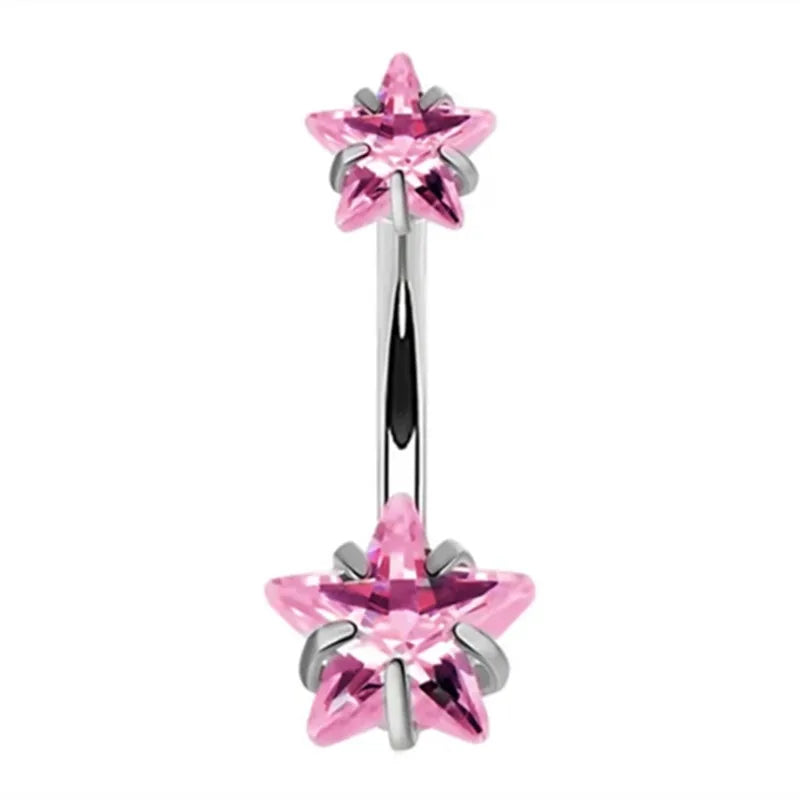 1PCS Pink Crown Belly Button Rings Jewelry Stainless Steel Heart Navel Piercing Barbe alternate view