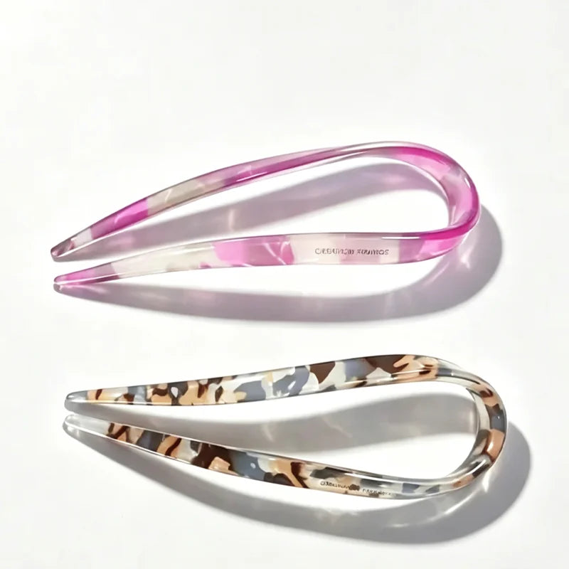 Retro U-shaped Acetate Hairclip for Women Elegant Temperament Ponytail Hairpin Fash additional angle
