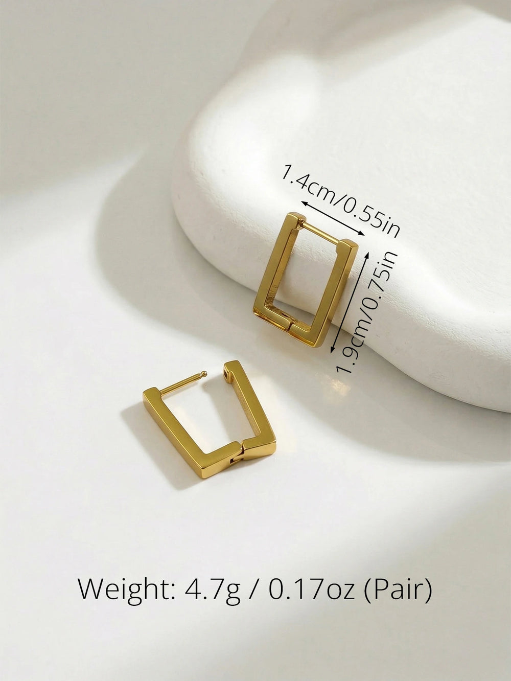 Unisex Stainless Steel Rectangular Hoop Earrings for Men Women Punk Rock Triangle Hug lifestyle view