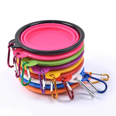 Collapsible Pet Silicone Dog Bowl | Portable Travel Food and Water Bowl with Carabiner detail view