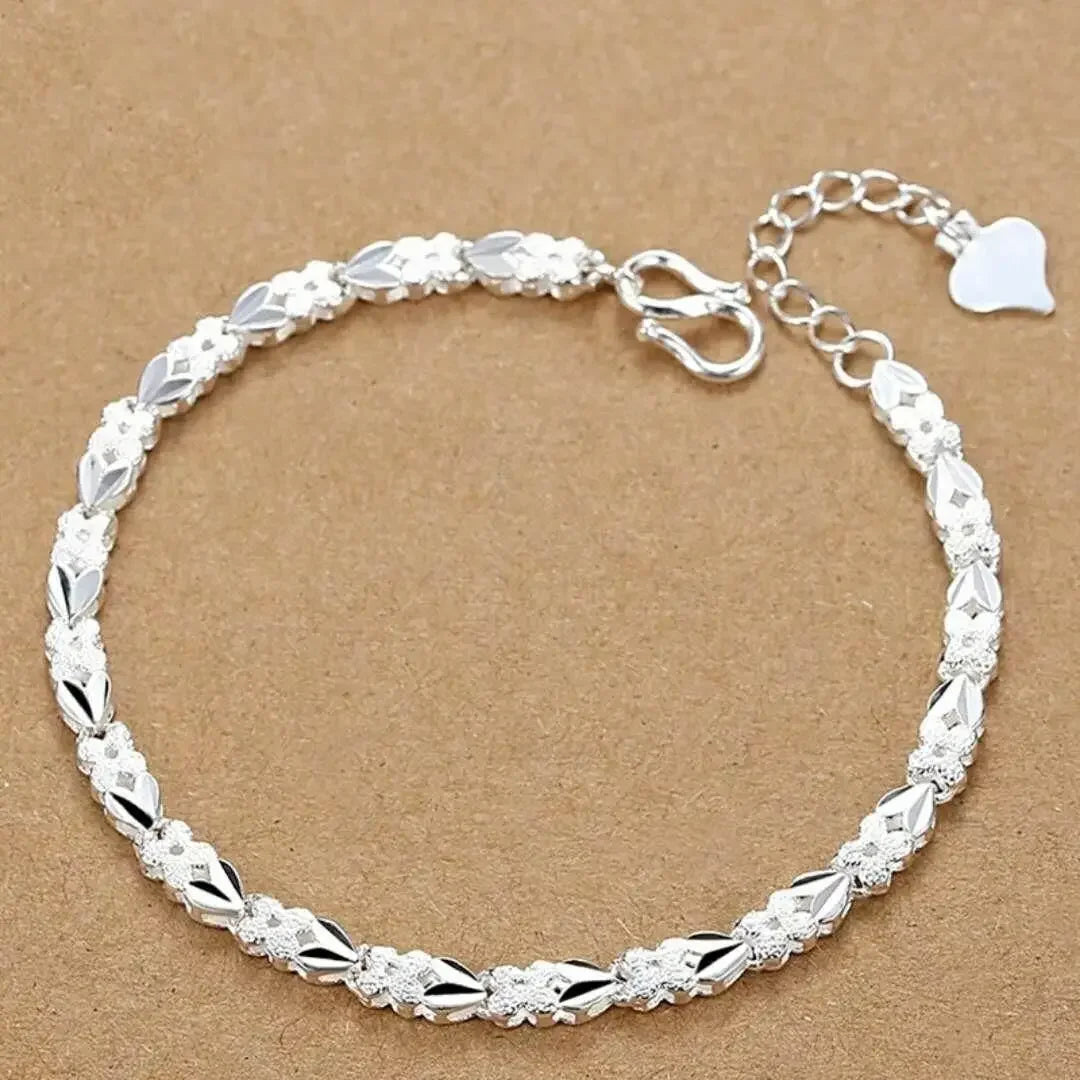 Fine 925 Sterling Silver Noble Nice Chain Solid Bracelet for Women Men Charms Party G lifestyle view