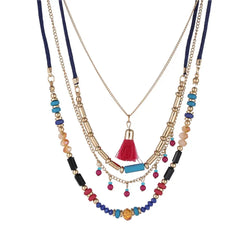Bohemian Multilayer Handmade Colorful Beads Chain Pendant Necklaces For Women Girls Accessories Fash
