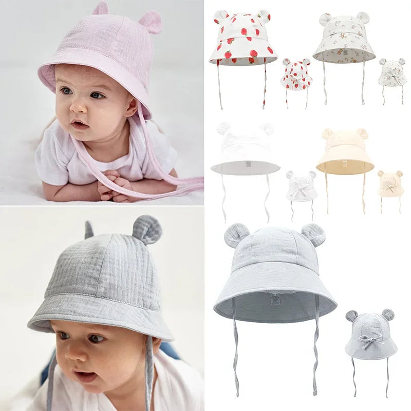 Muslin Baby Sun Hat for Toddlers | 100% Cotton Cartoon Kids Cap alternate view