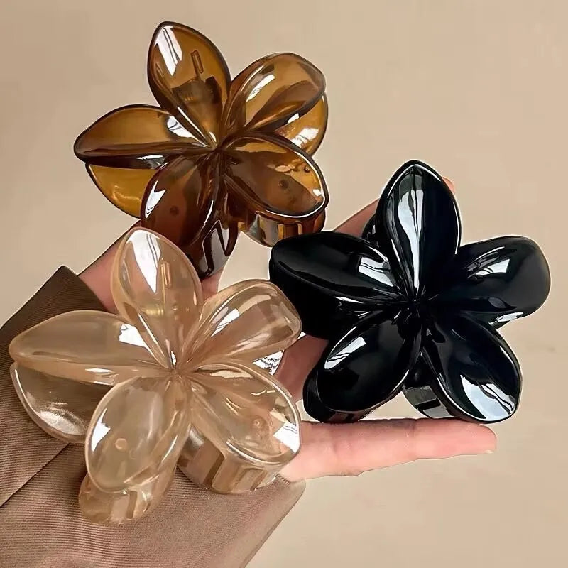 Korean Hawaiian Gradient Flower Hair Claw Clip For Women Girl Fashion Plastic Non S additional angle