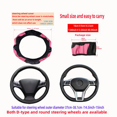 PU Carbon Fiber Leather Car Steering Wheel Cover | 14.5-15 Inch Grip Enhancer alternate view