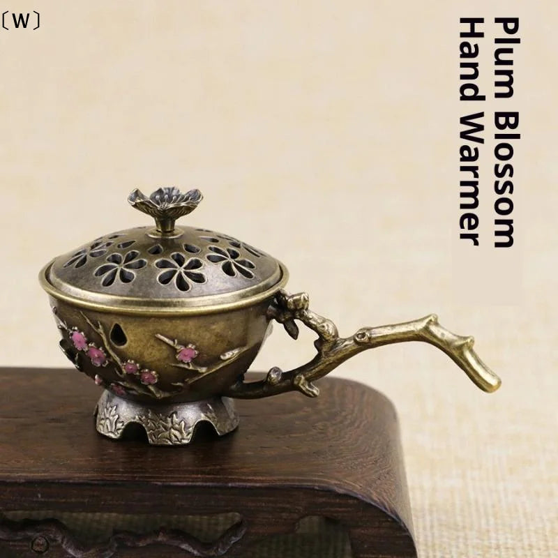Handheld Plum Blossom Incense Burner | Retro Hollow Out Incense Stick Holder with Han alternate view