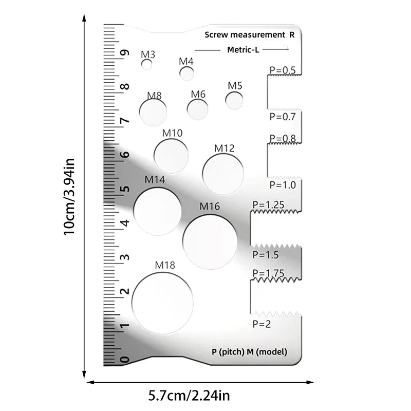 Thread Pitch Gauge Measurement Ruler | Space Saving Screw Measuring Tool additional angle
