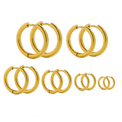 10pcs 18K PVD Gold Plated Stainless Steel Hoop Earrings Women Earrings Men Punk Hiphop Bijoux Gifts