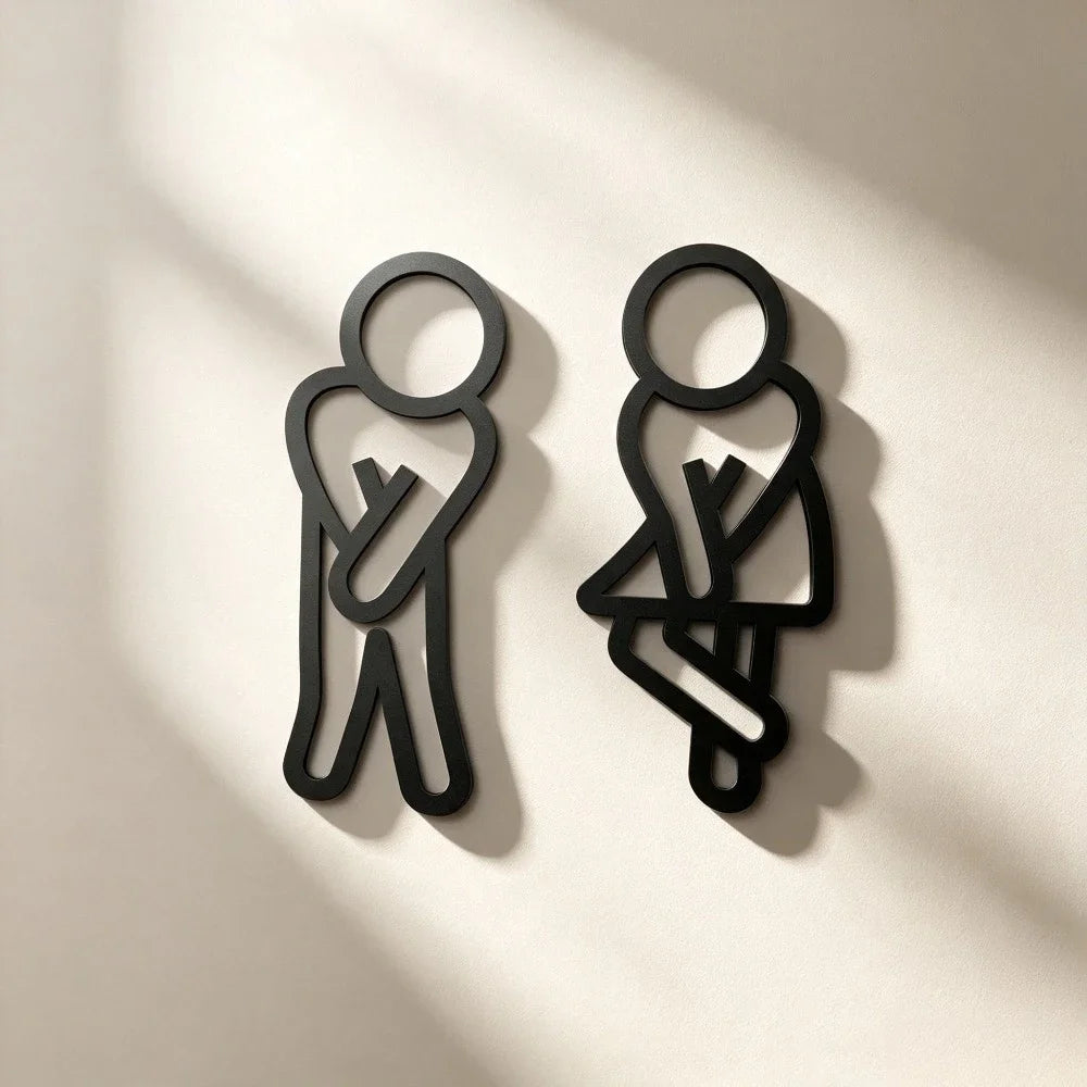 CIFBUY Acrylic 3D WC Toilet Door Sign Modern Self-Adhesive Salon Restaurant Hotel Minimal Wayfinding