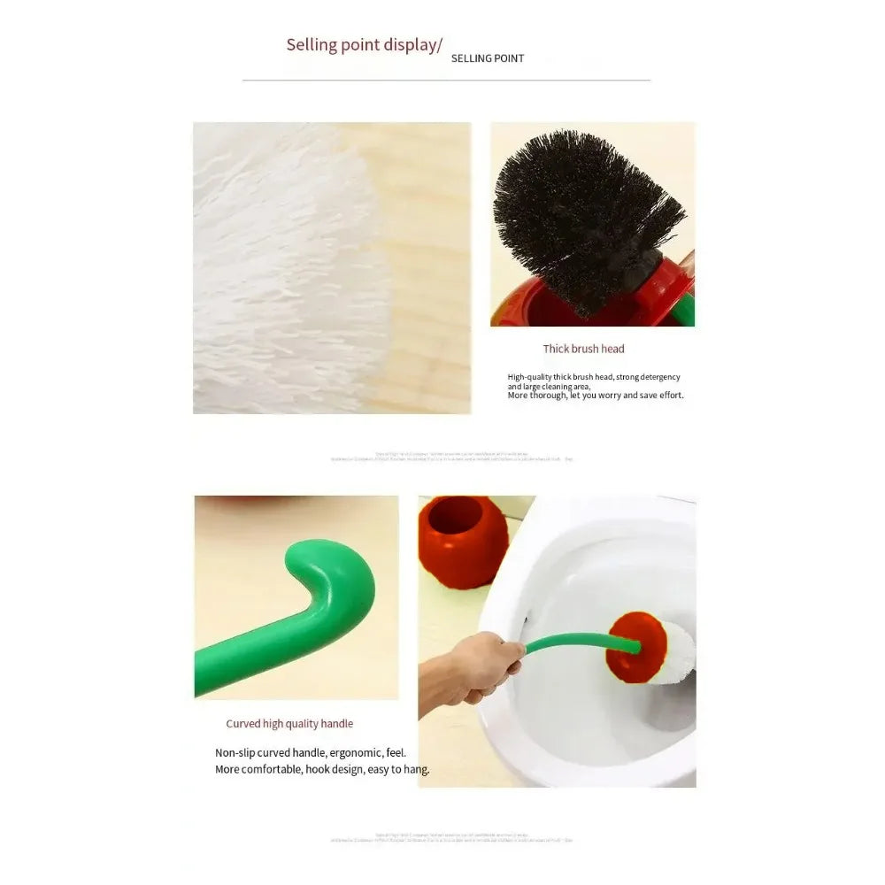 1pc Red Toilet Brush Creative Lovely Cherry Shape Lavatory Toilet Brush Holder Set To lifestyle view