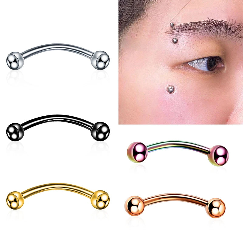 1PC Stainless Steel Helix Piercing Eyebrow Lip Labret Rings Stud Earring 6/8/10mm Tra lifestyle view