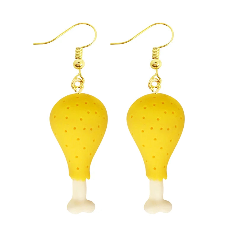 Food Drop Earrings Hamburger Pizza Chicken Leg Candy Bottle Resin