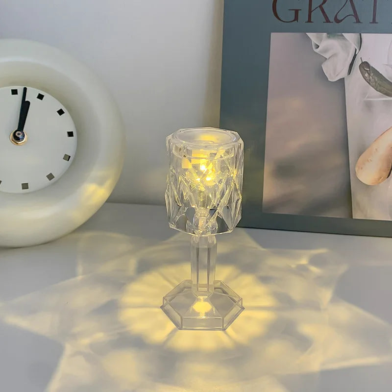 Mini Crystal Table Lamp | Color Changing Battery Night Light for Bedroom Decor detail view