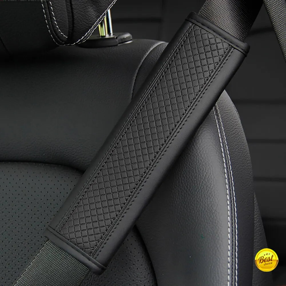 1PCS PU Leather Embossed Car Seat Belt Shoulder Cover Decompression Comfort Car Acc additional angle