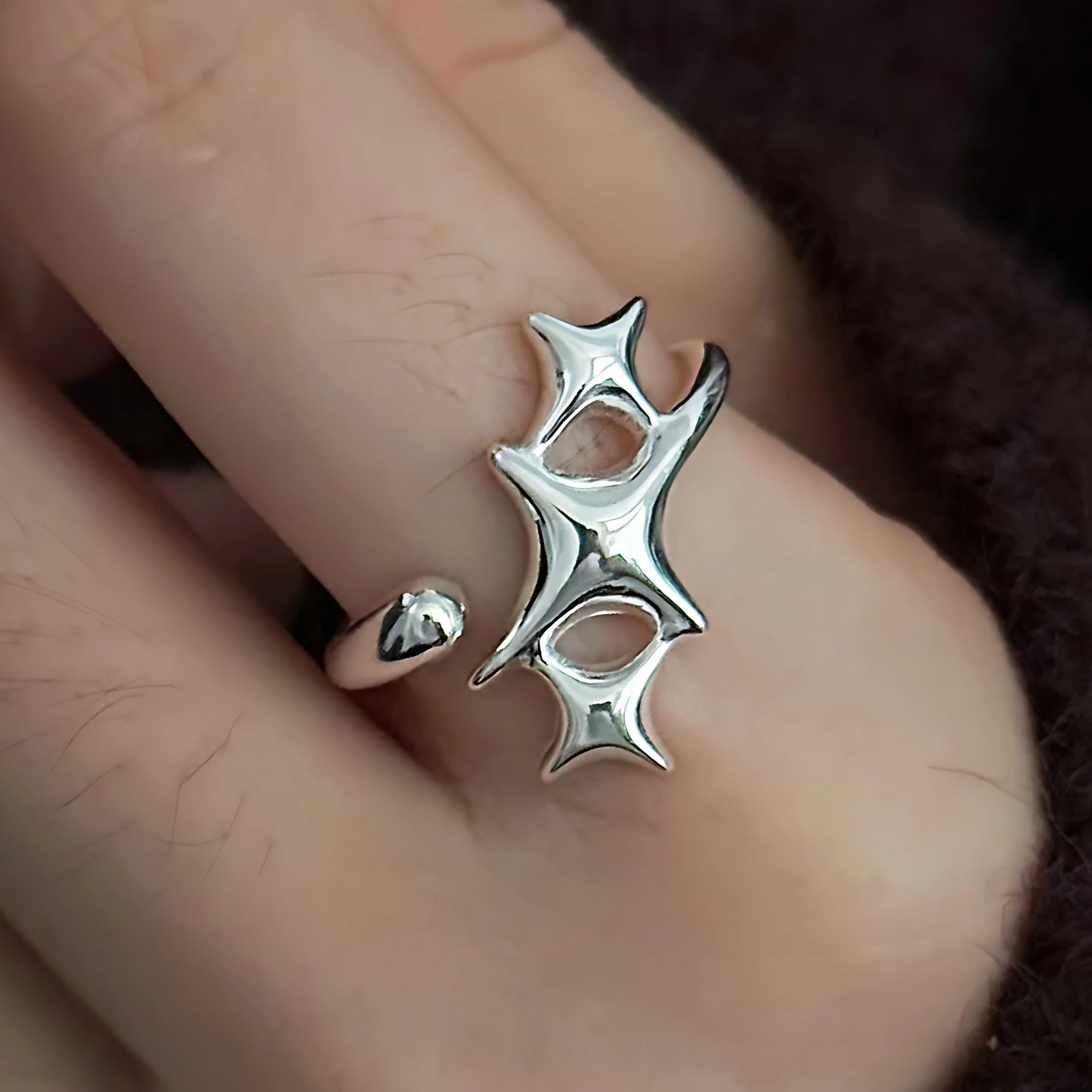 Sam Panda 925 Sterling Silver Rings For Women Men Fine Jewelry Finger Adjustable Op additional angle