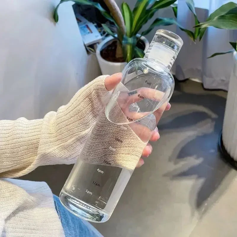 500/750ml Transparent Plastic Water Bottle Time Marker Creative Large Capacity Leakpr alternate view