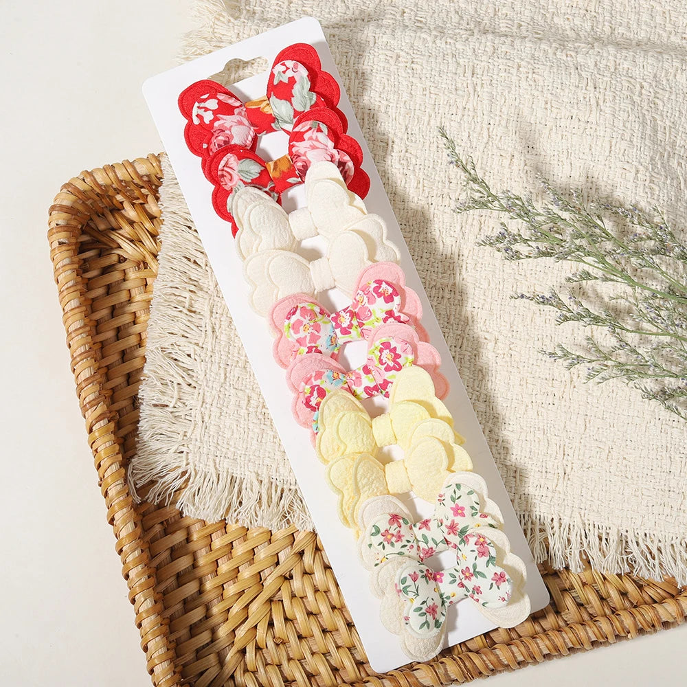 10PCS/Set New Fabric BB Hair Clip  Girls' Teenagers' Children's Side Bangs Clip Girls' Party Daily Decoration Hair Accessories